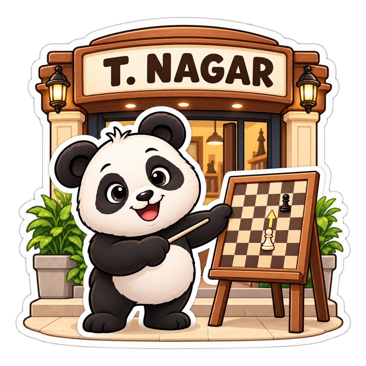 Chess Panda mascot teaching at the T. Nagar centre